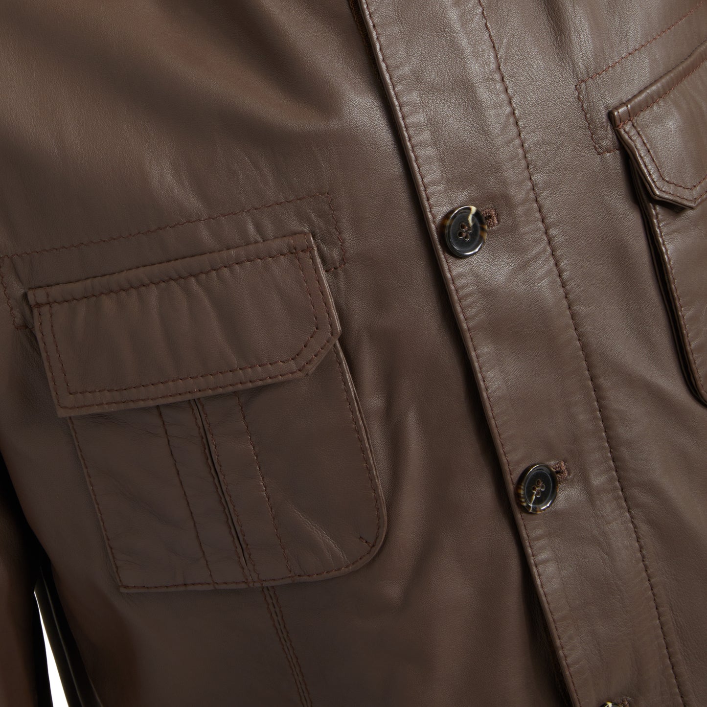 Nubuck Brown Leather Jacket - Image 3