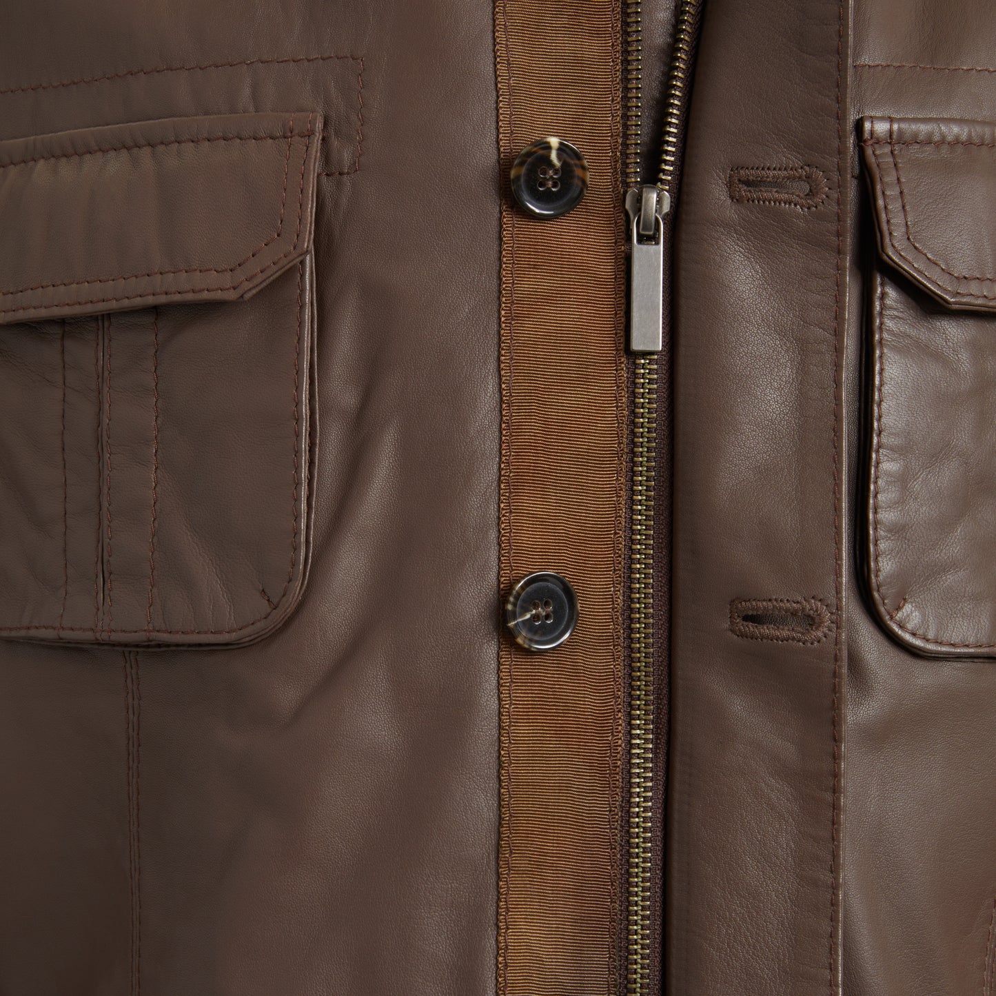 Nubuck Brown Leather Jacket - Image 4