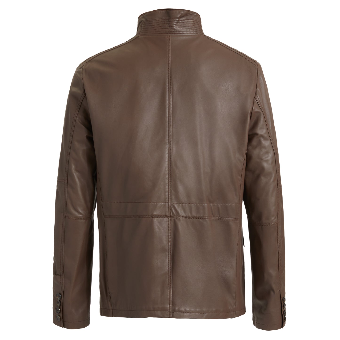 Nubuck Brown Leather Jacket - Image 5